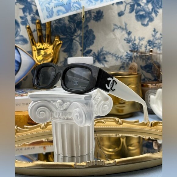 🆕 CHANEL 🧿 NWOT CH5525 Black & White Square Acetate Polarized Sunglasses - Picture 9 of 16